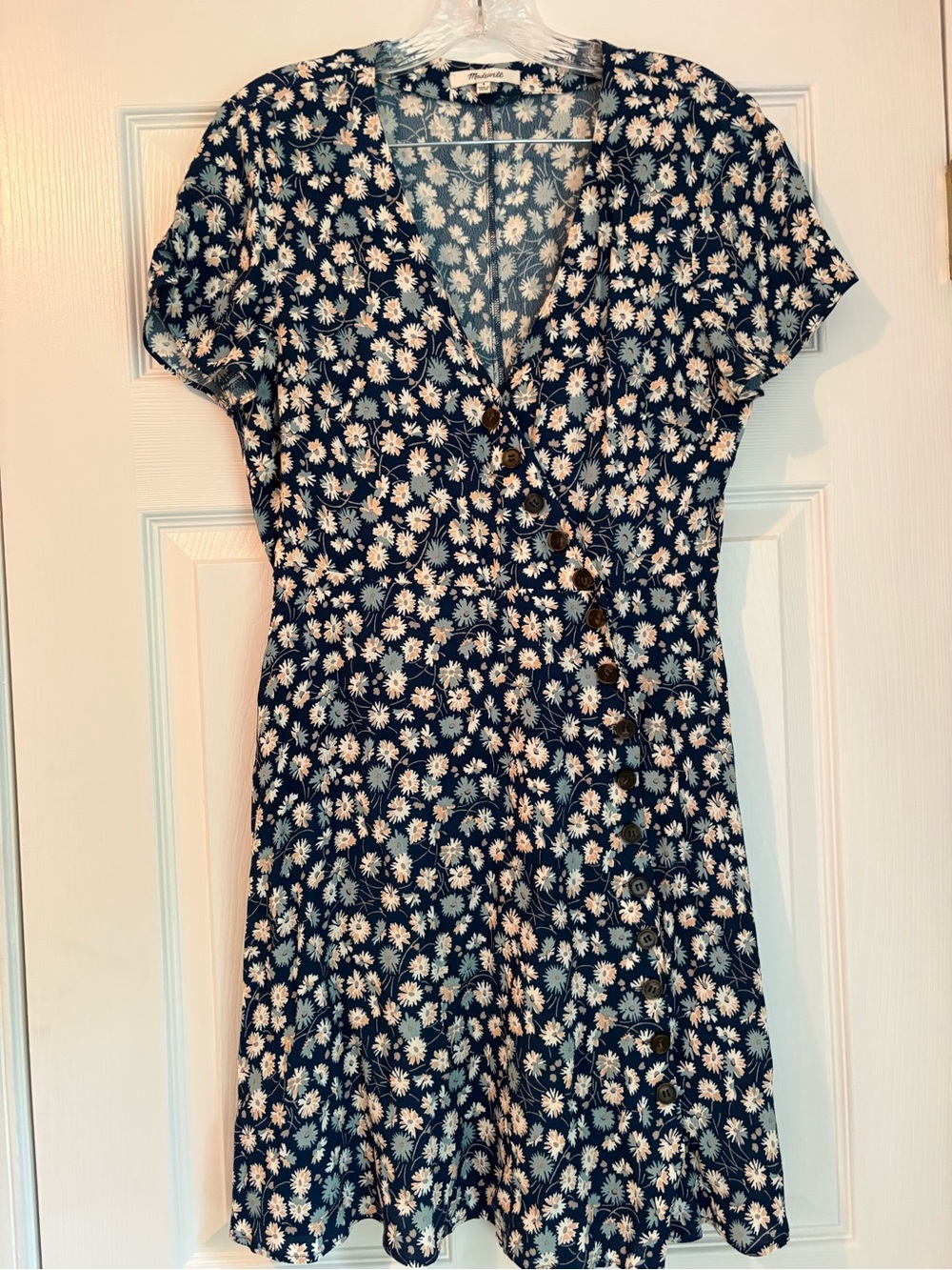 Madewell Navy Blue Floral Button-Front Dress
